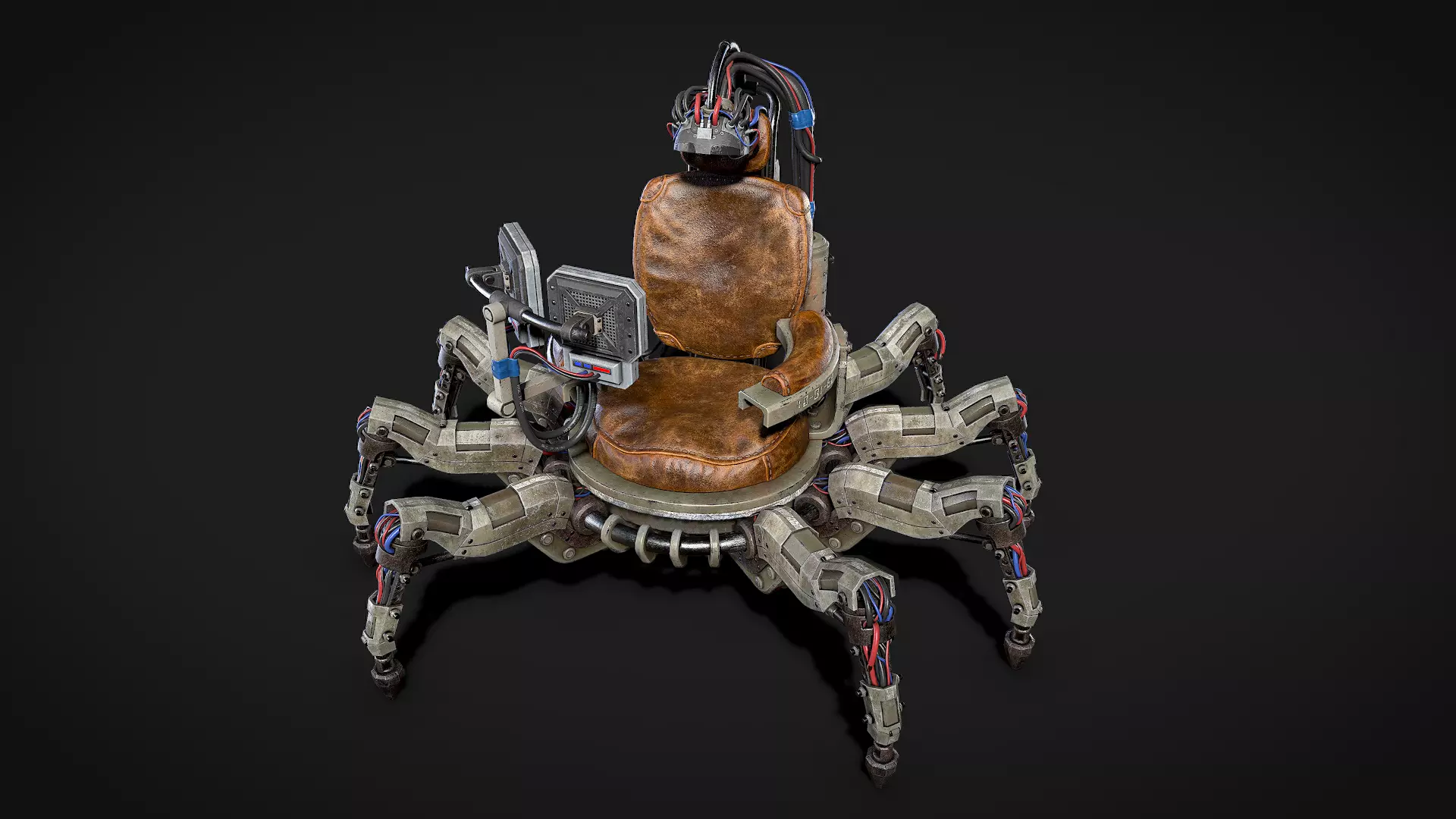 Scifi Dystopian Mechanical Chair robot Low-poly 3D model_0