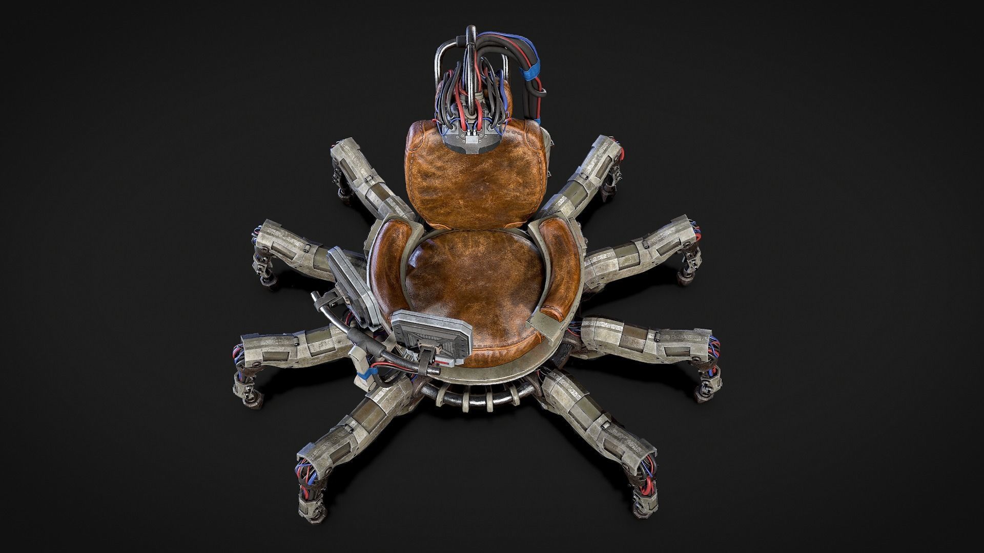 Scifi Dystopian Mechanical Chair robot Low-poly 3D model_4