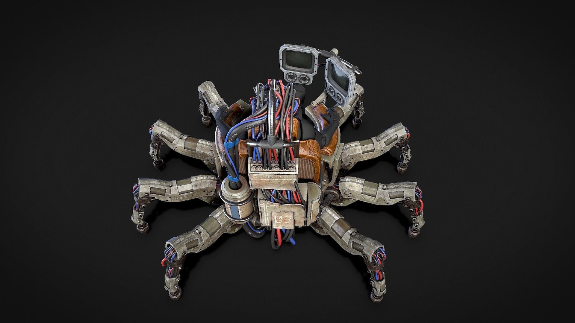 Scifi Dystopian Mechanical Chair robot Low-poly 3D model_5