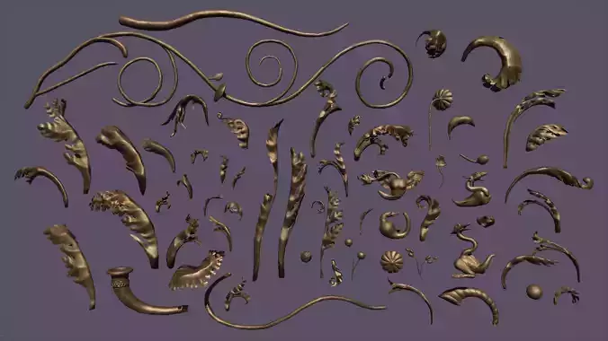Floral bronze decoration sculpture kit bash set 