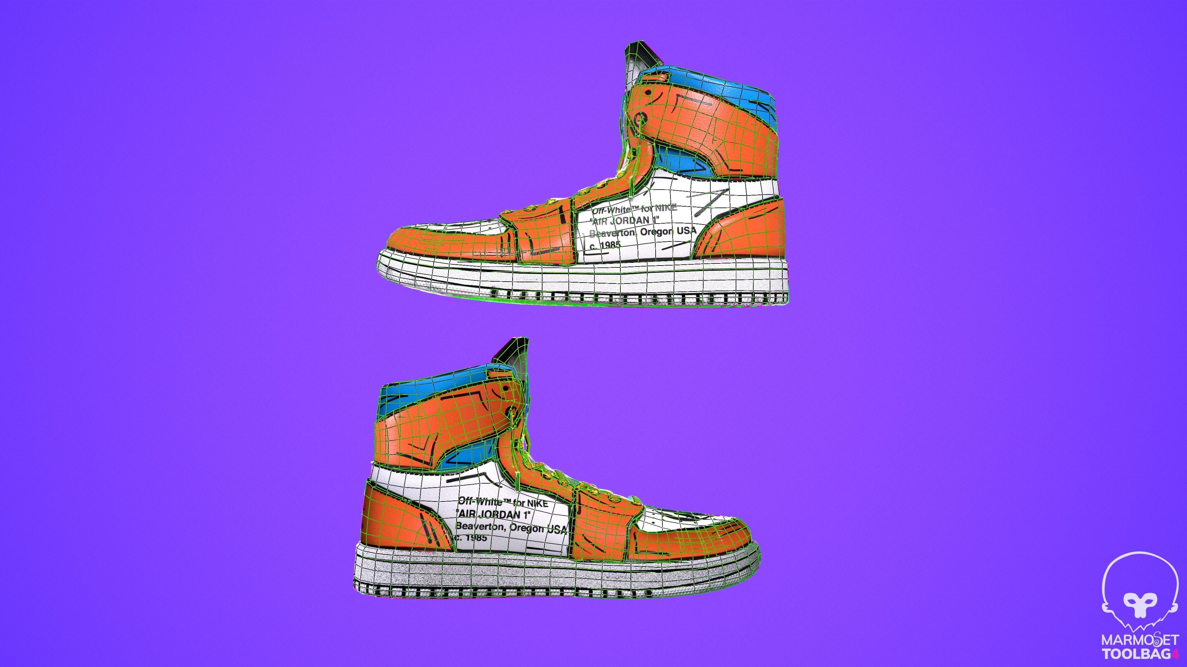 Sneakers nike jordan 1 Goku anime game ready pbr Low-poly 3D model_6