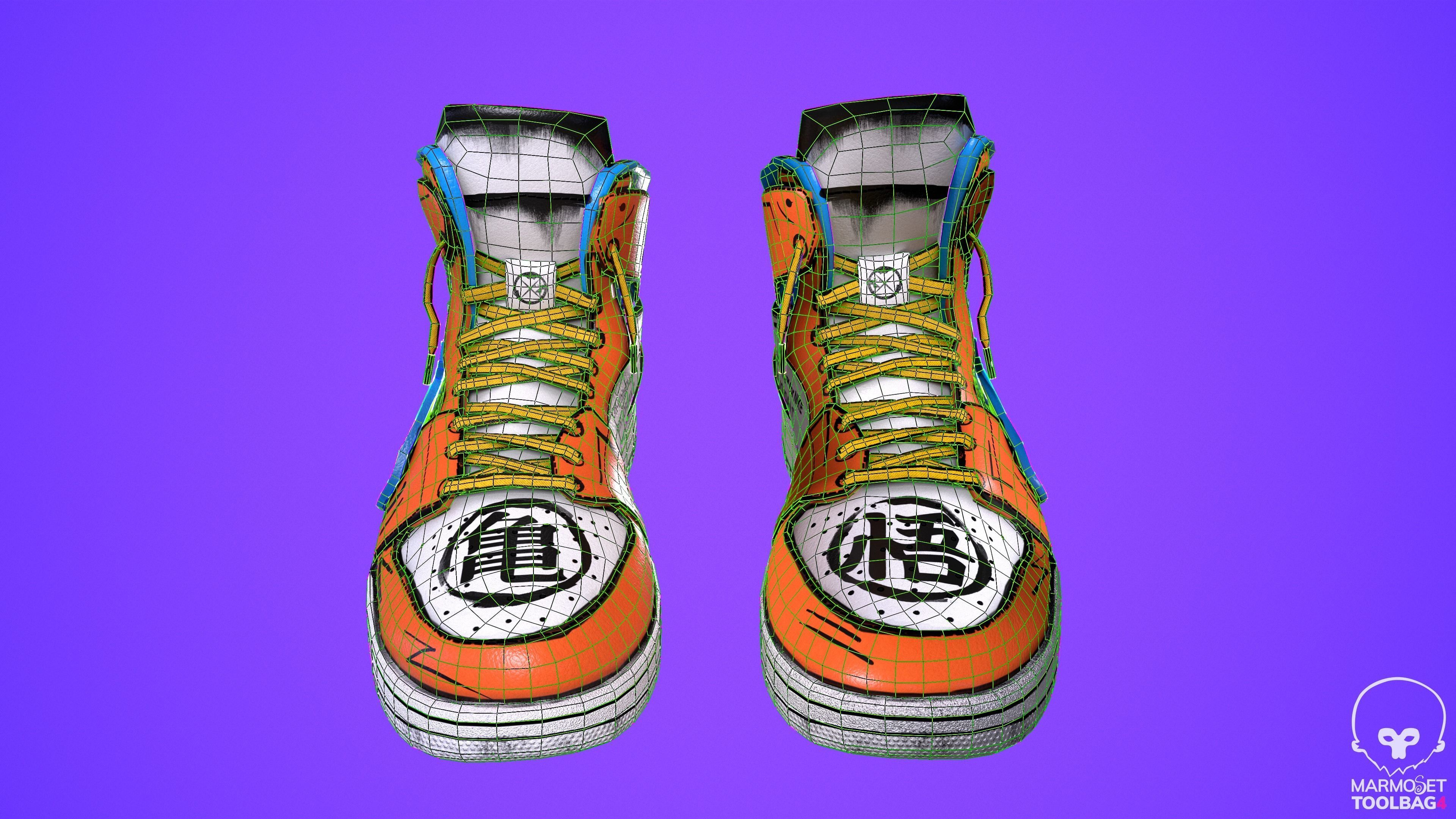 Sneakers nike jordan 1 Goku anime game ready pbr Low-poly 3D model_12