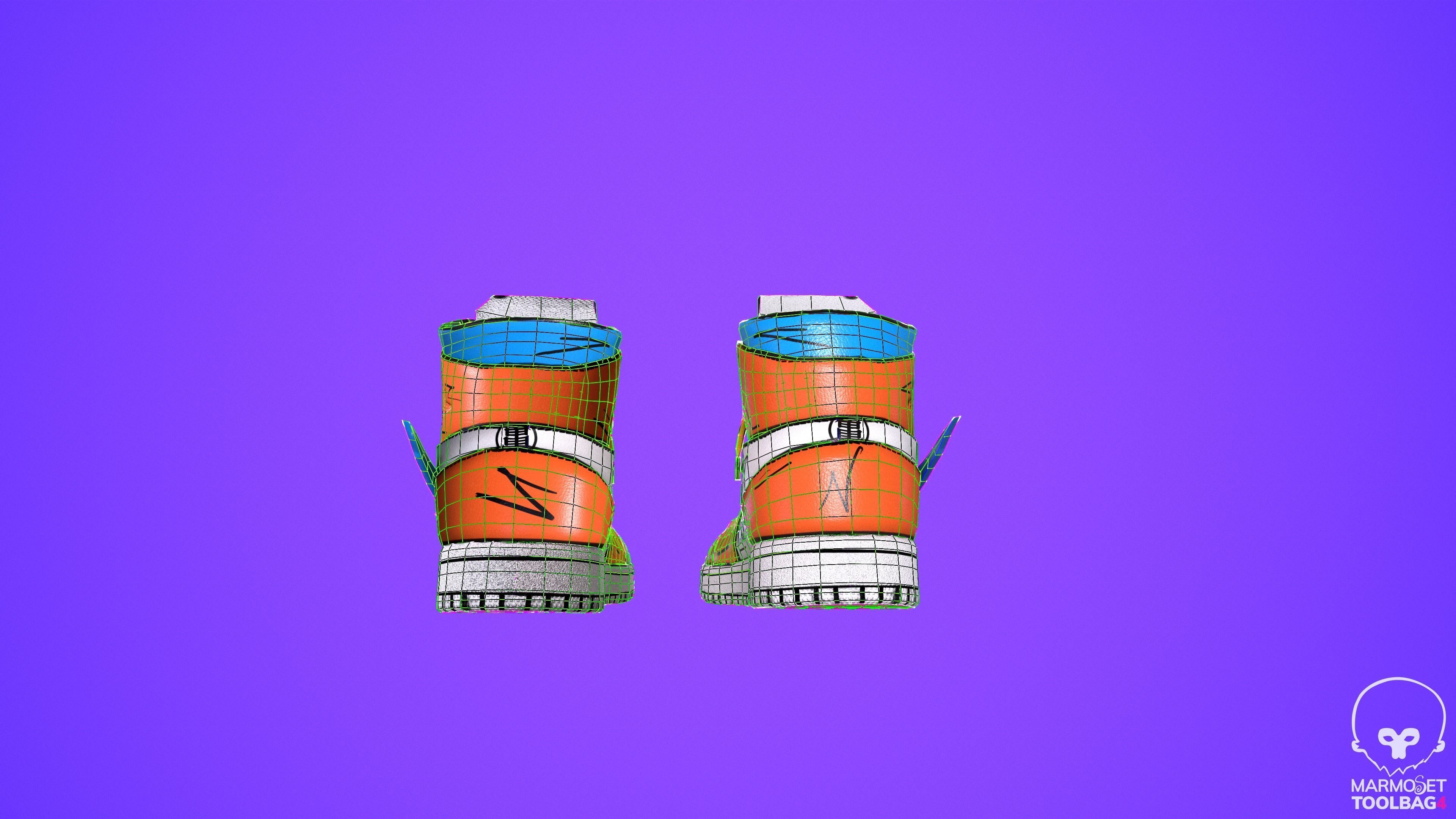 Sneakers nike jordan 1 Goku anime game ready pbr Low-poly 3D model_8