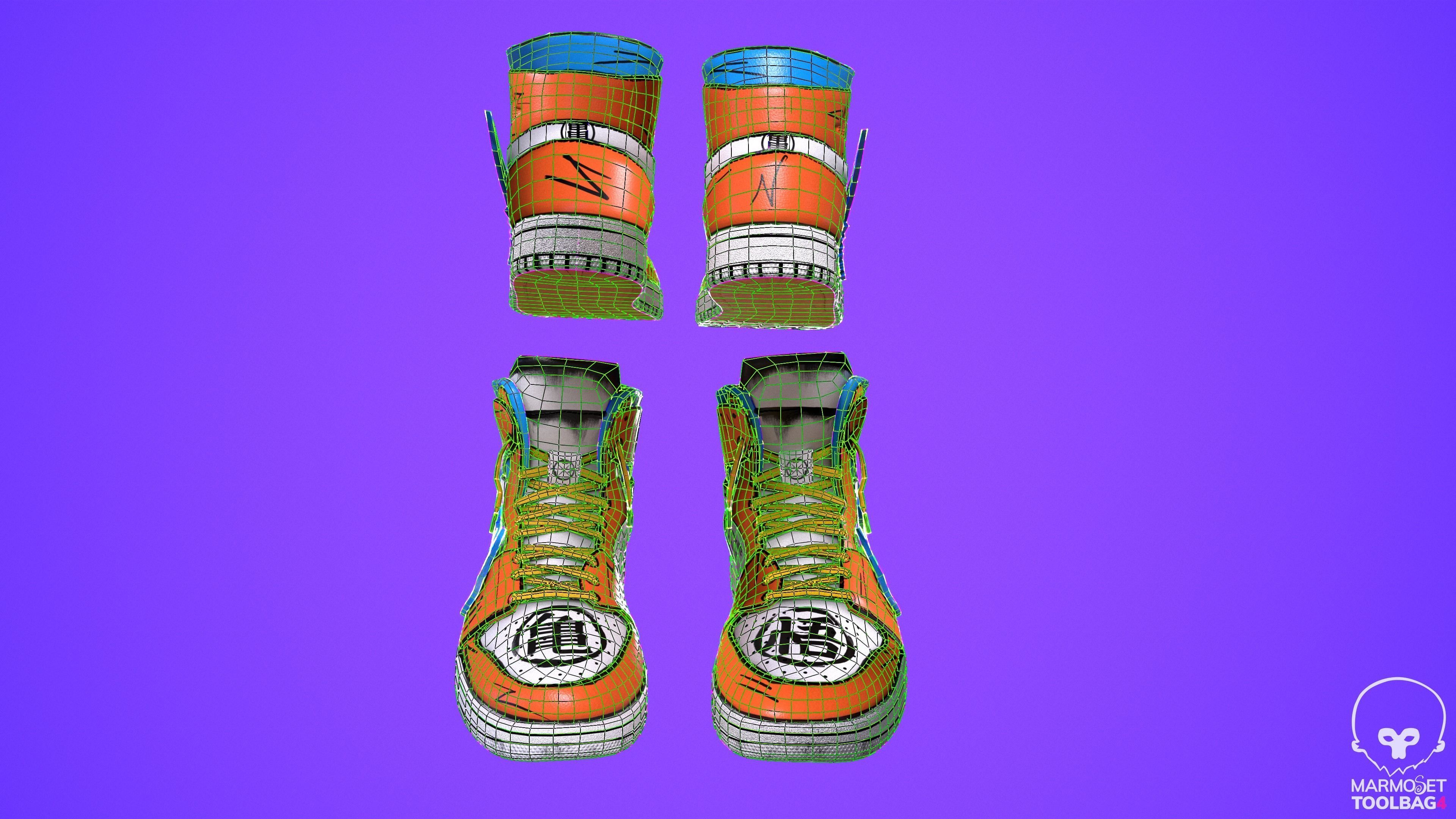 Sneakers nike jordan 1 Goku anime game ready pbr Low-poly 3D model_11