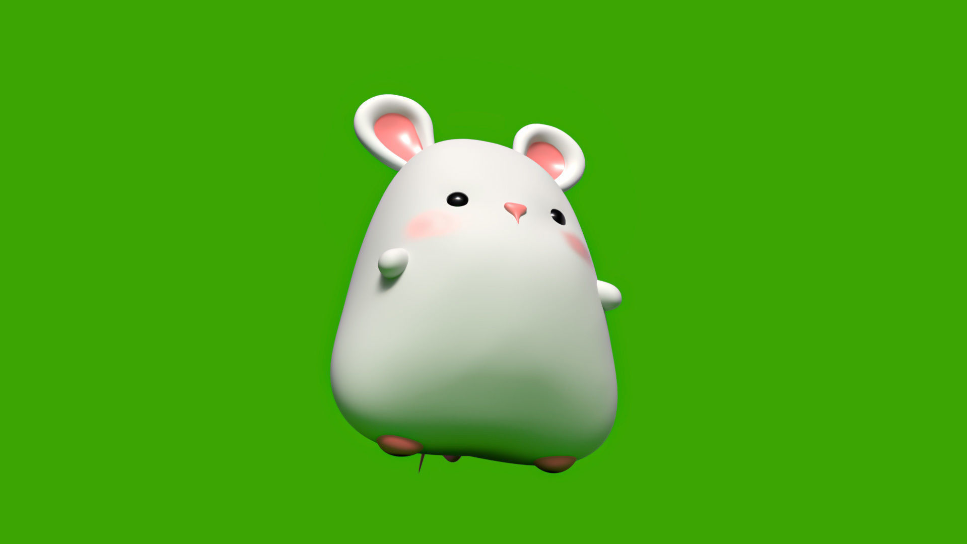 Cute little fat mouse character 3D model_2