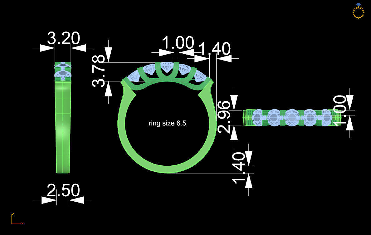 sr-023 five stone diamond ring 3D print model_4