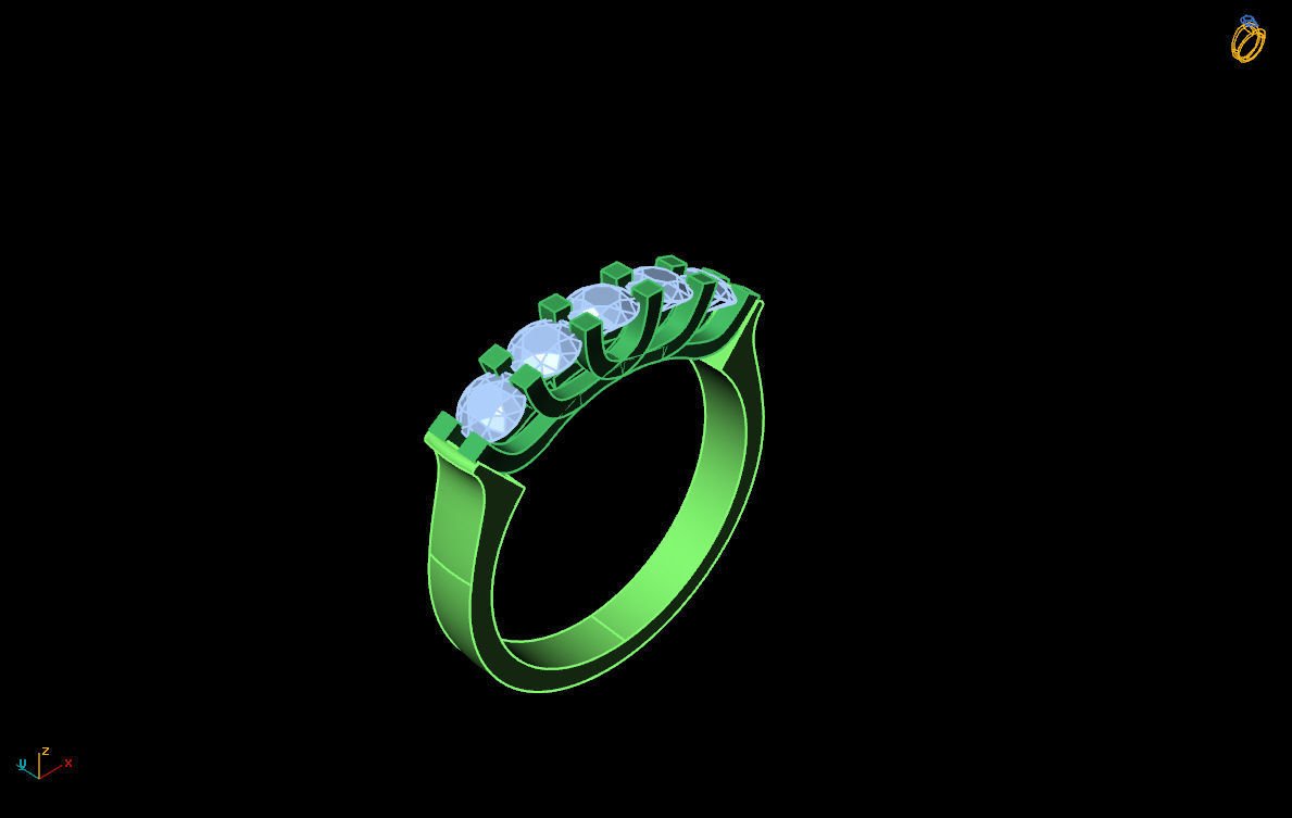 sr-023 five stone diamond ring 3D print model_7