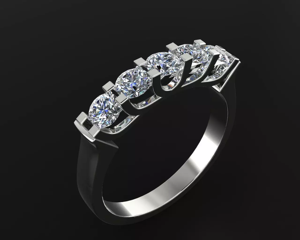 sr-023 five stone diamond ring 3D print model_0