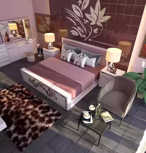 Bedroom Modern bedroom interior for 3dsmax and Vray render 