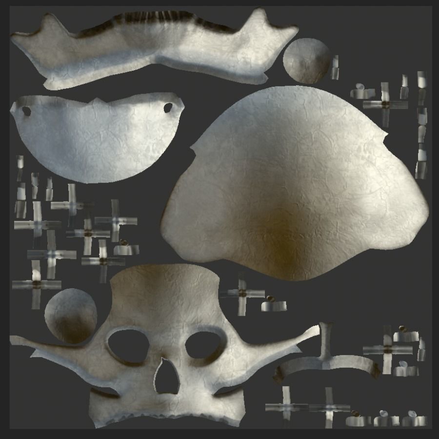 Dirty Human Skull With Teeth Free low-poly 3D model_8