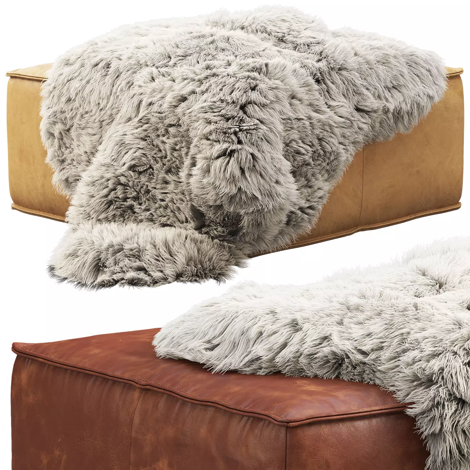 Joybird Lyle Leather Ottoman 3D model_0