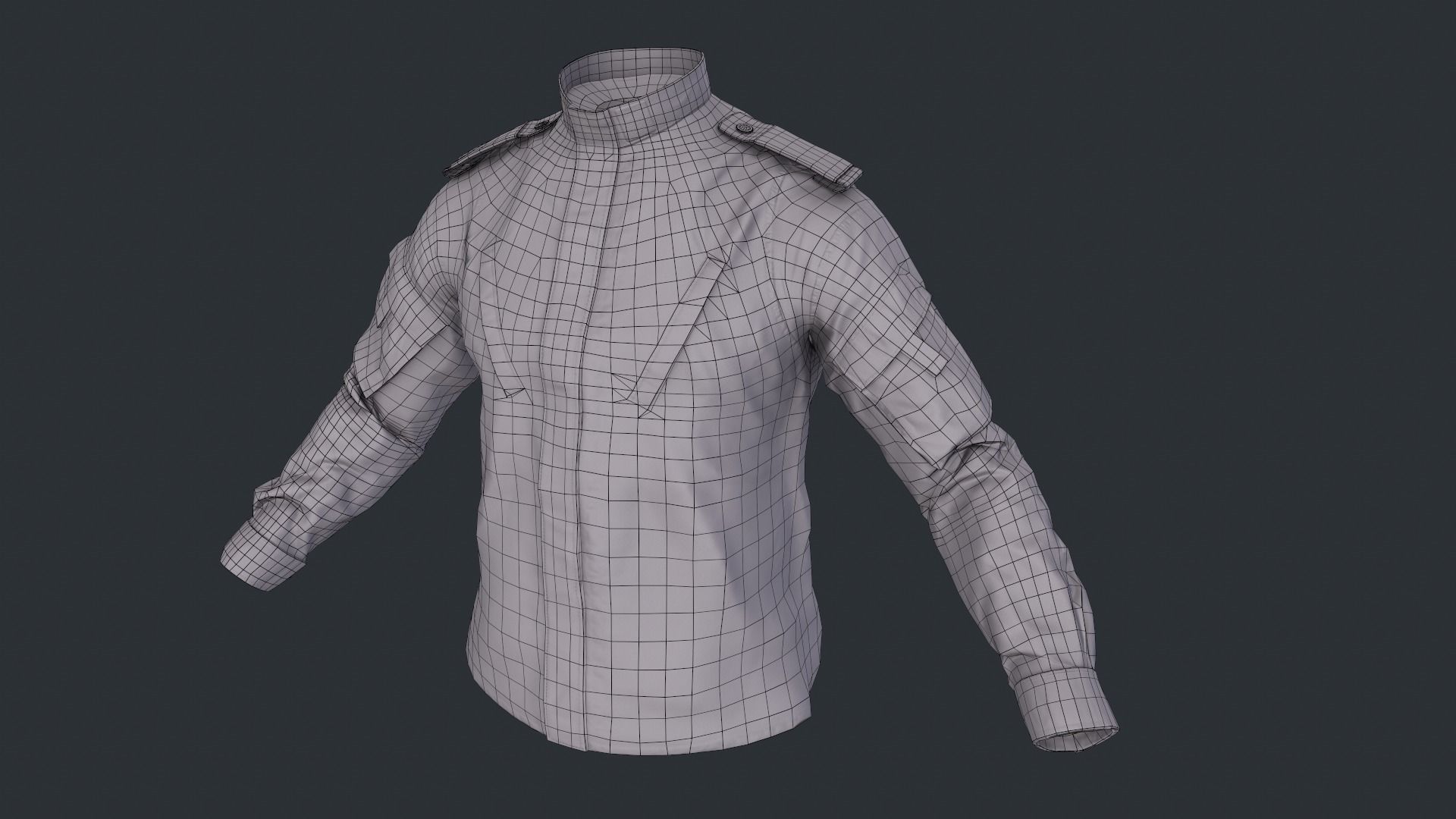 Tactical jacket Low-poly 3D model_7