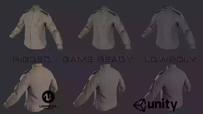 Tactical jacket Low-poly 3D model