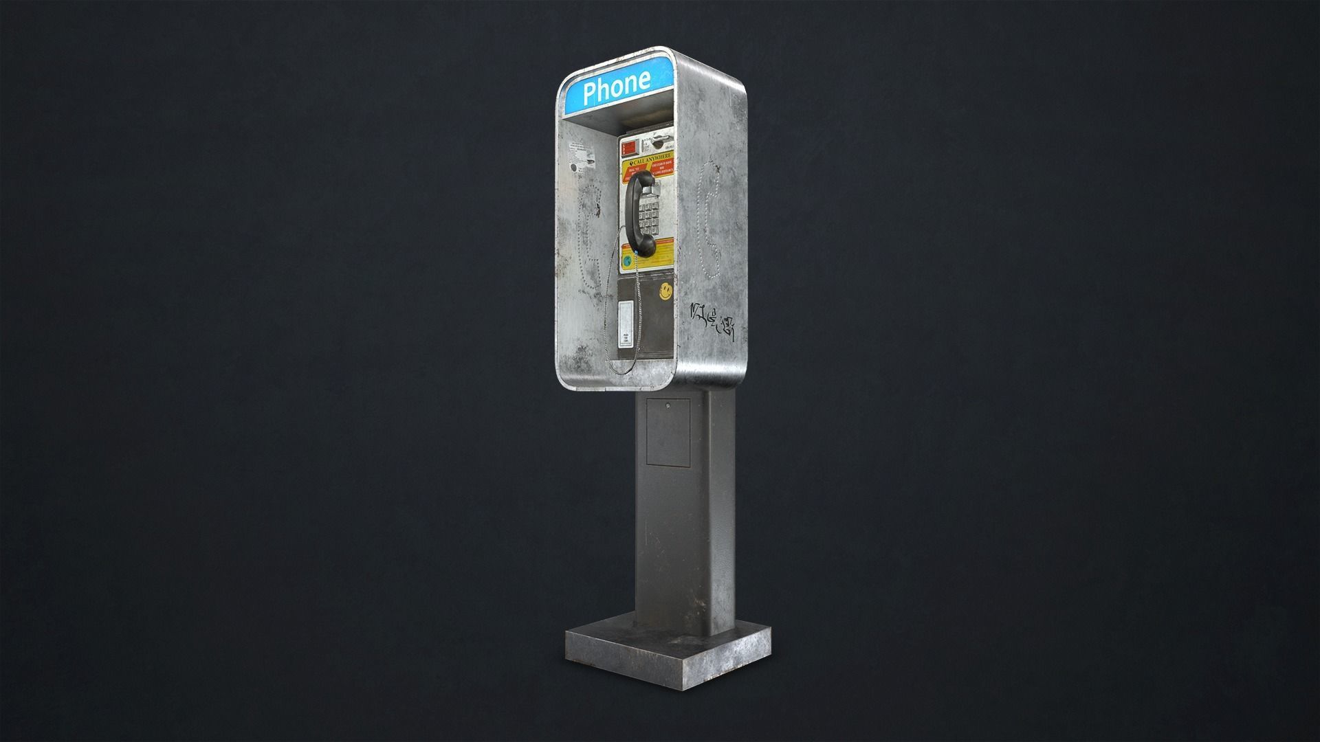Phone Booth Low-poly 3D model_3