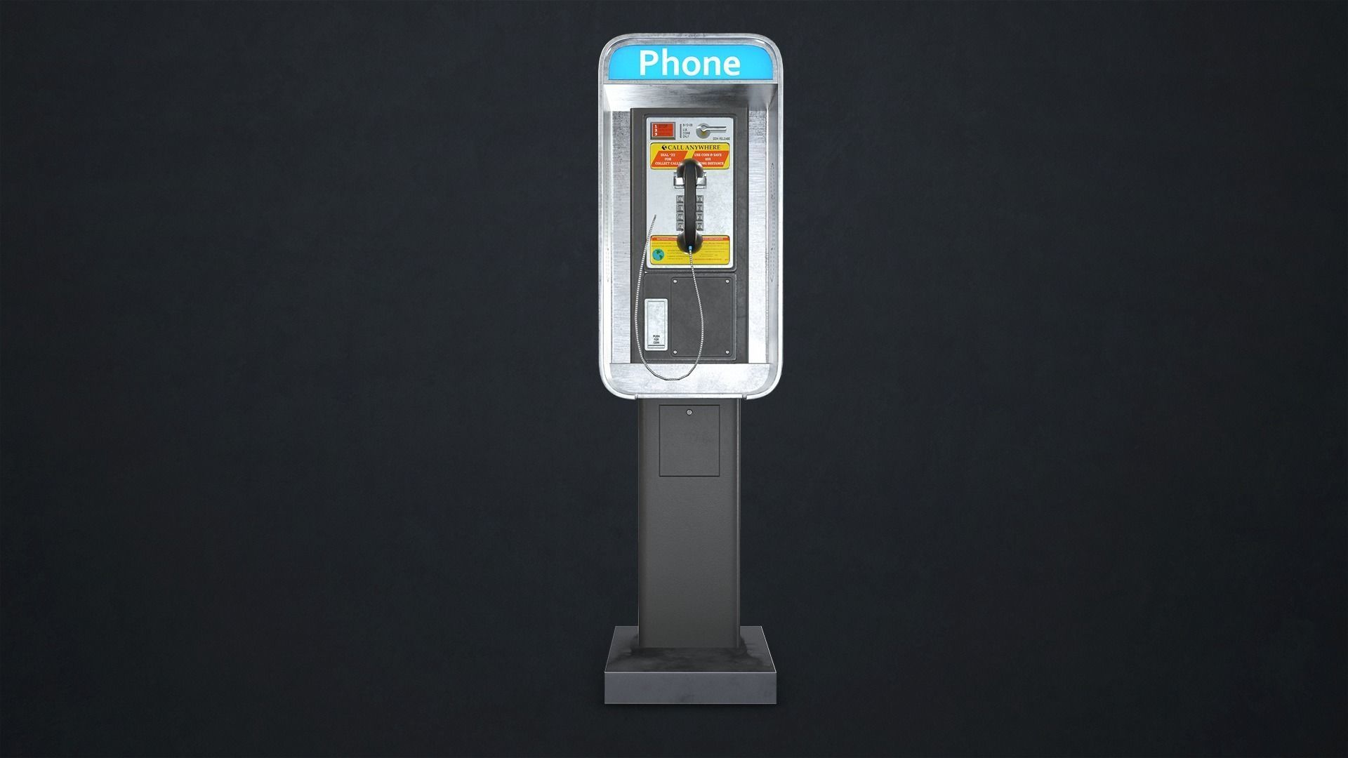 Phone Booth Low-poly 3D model_12