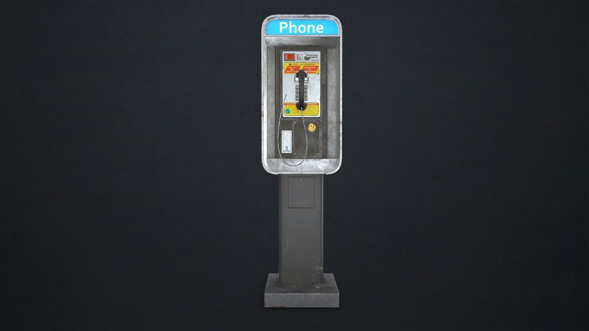 Phone Booth Low-poly 3D model_6