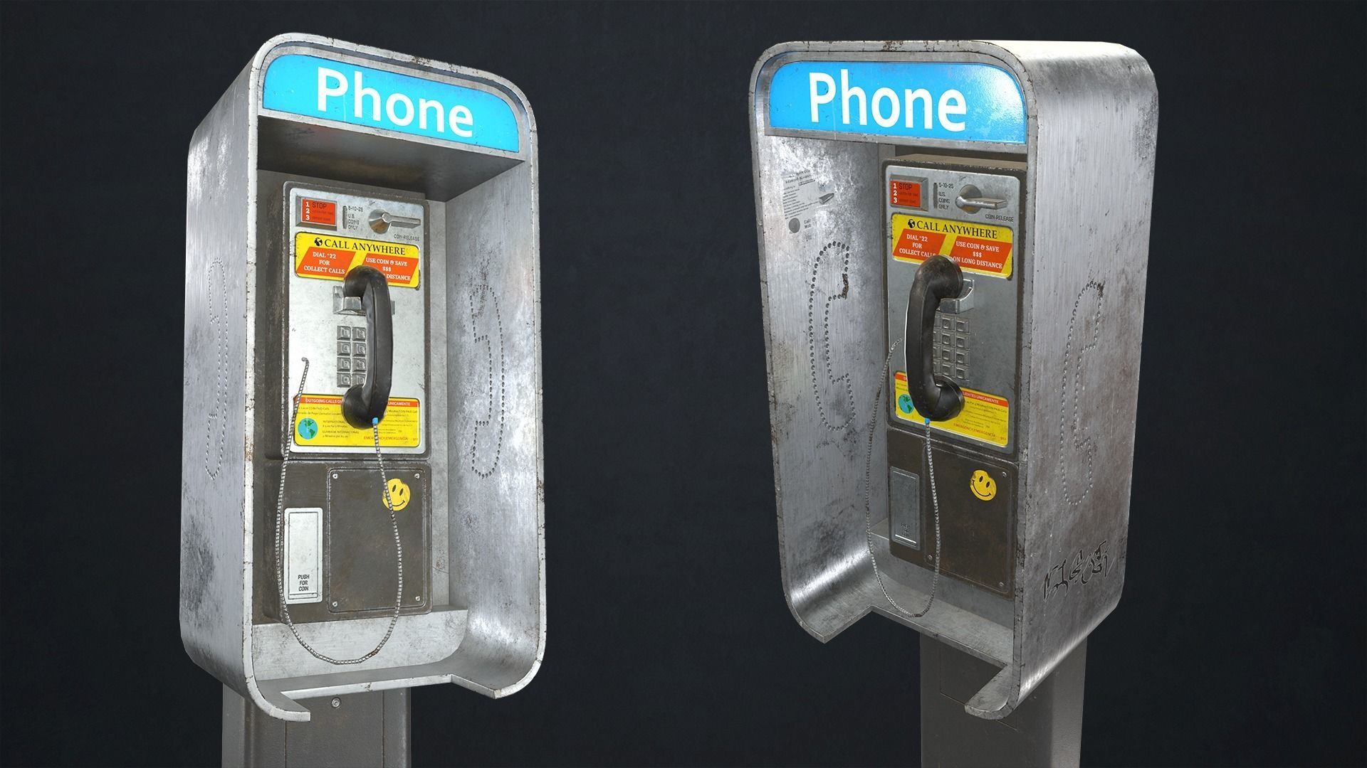 Phone Booth Low-poly 3D model_7