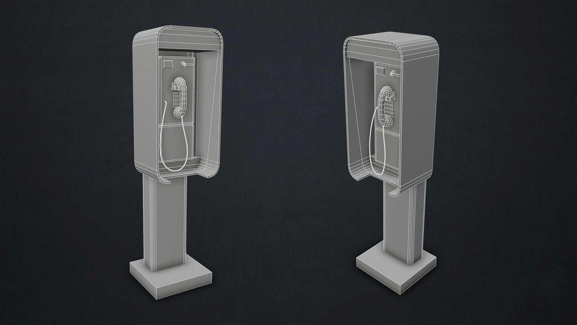 Phone Booth Low-poly 3D model_13