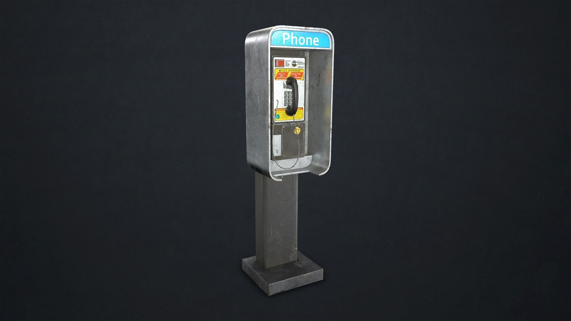 Phone Booth Low-poly 3D model_2