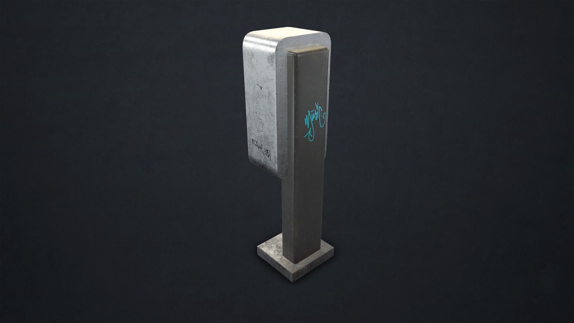 Phone Booth Low-poly 3D model_4