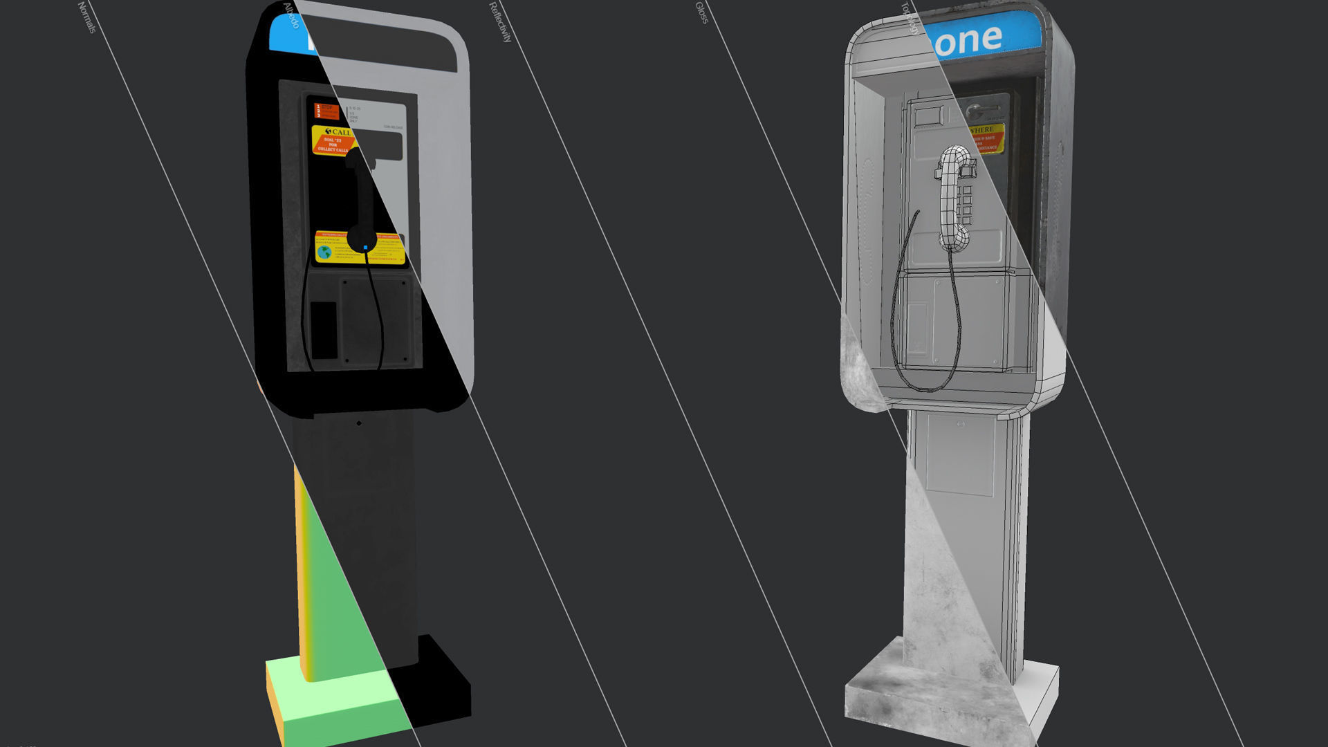 Phone Booth Low-poly 3D model_14
