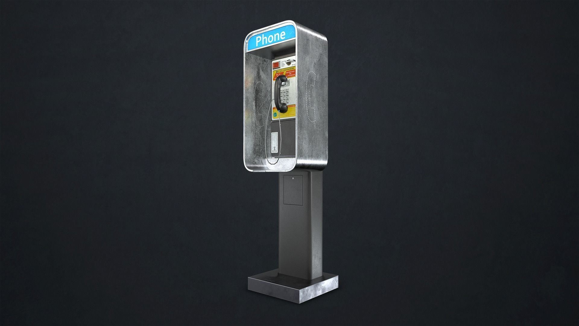 Phone Booth Low-poly 3D model_9