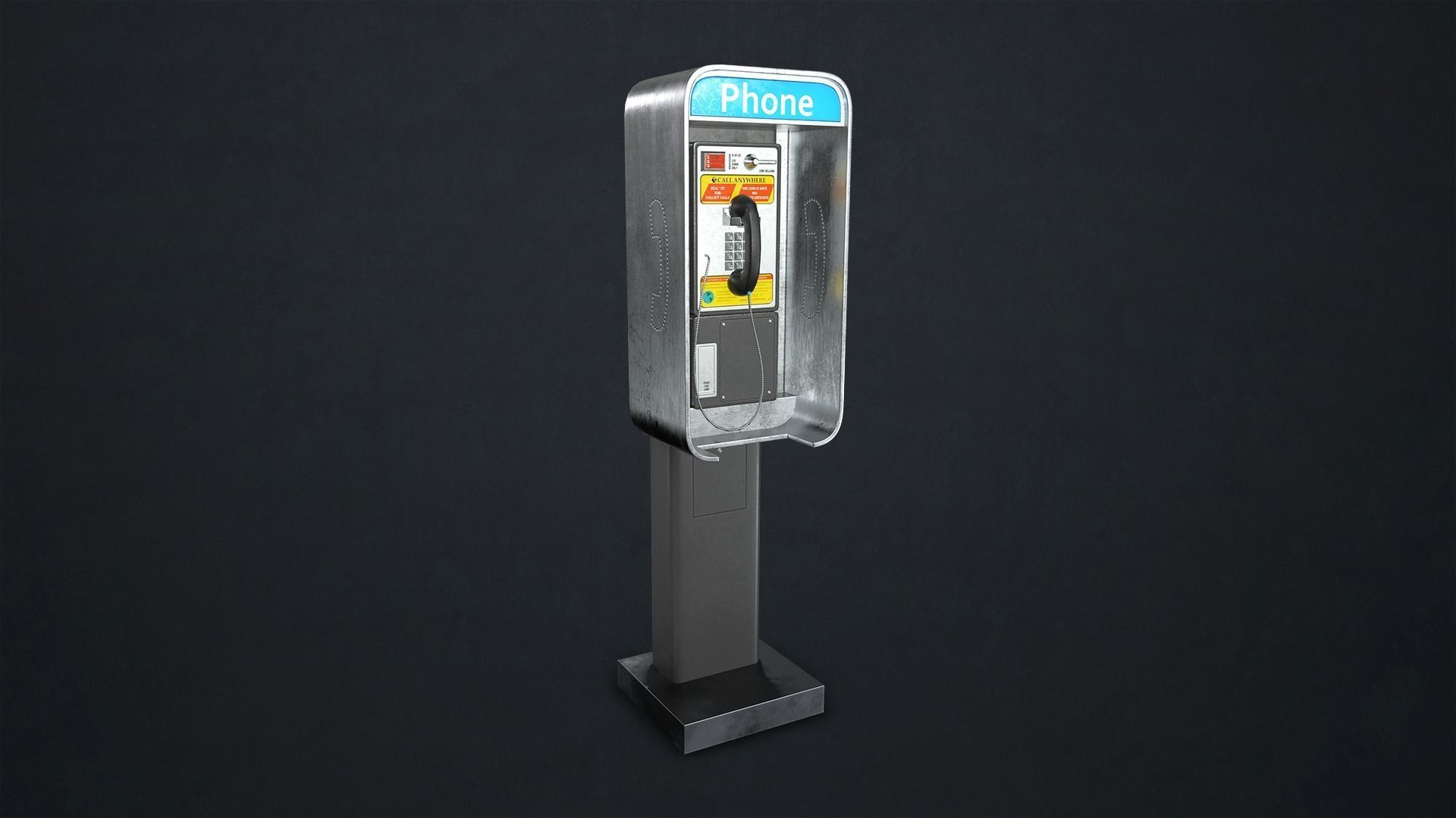 Phone Booth Low-poly 3D model_8