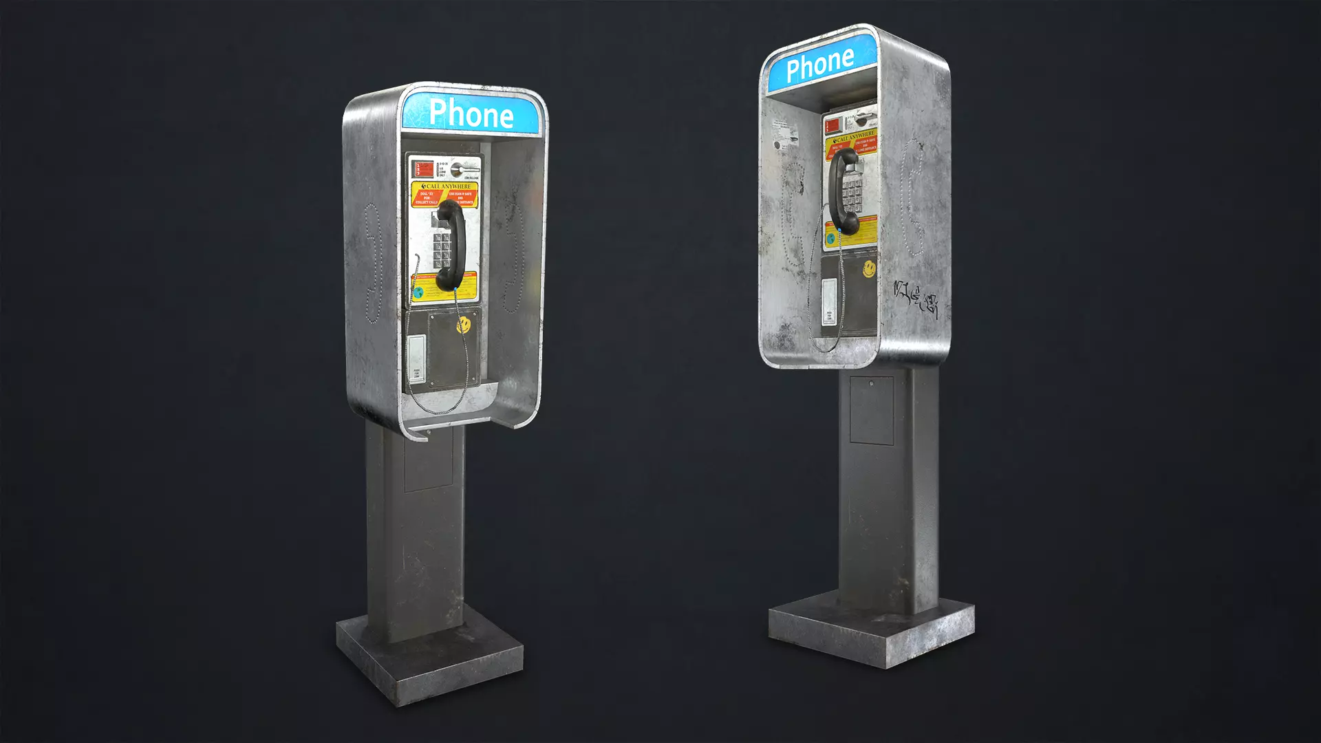 Phone Booth Low-poly 3D model_0