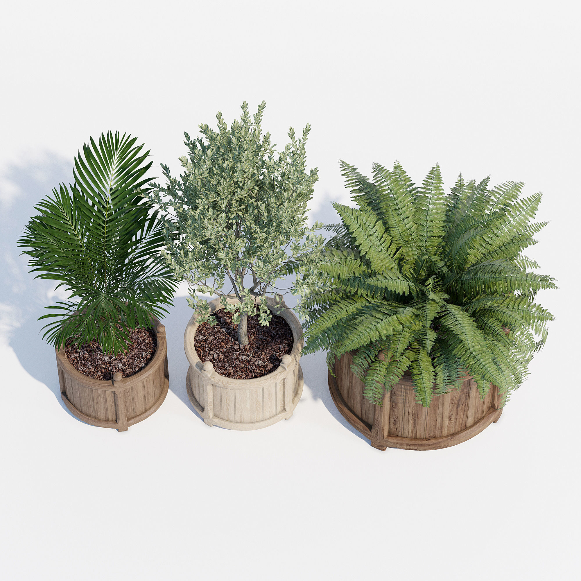 Versailles three wooden planters 3D model_5