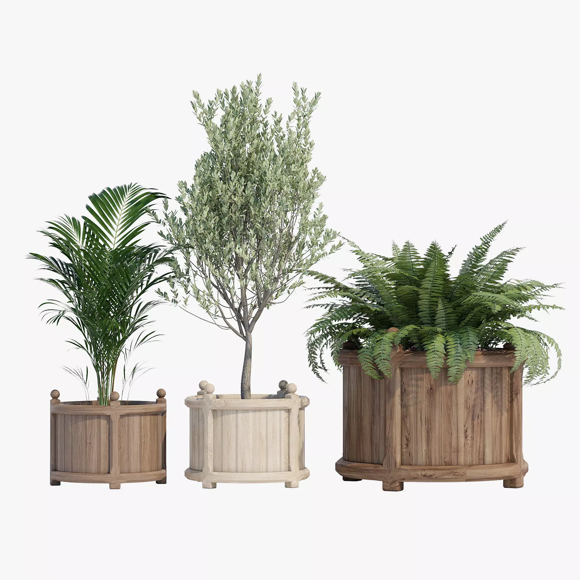 Versailles three wooden planters 3D model_0