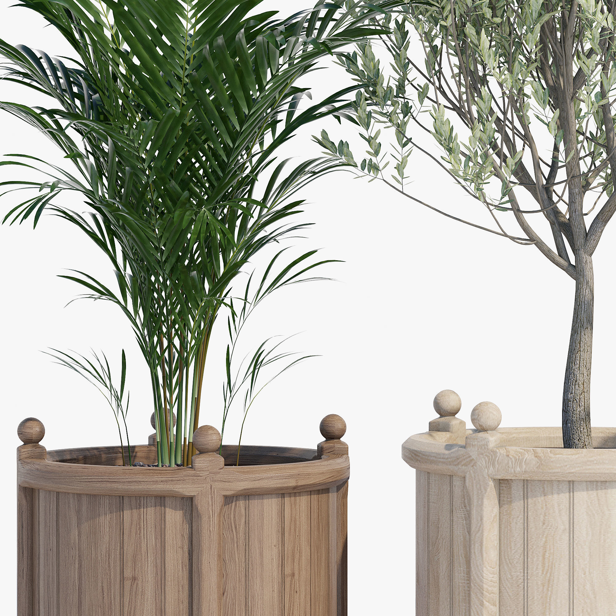 Versailles three wooden planters 3D model_9