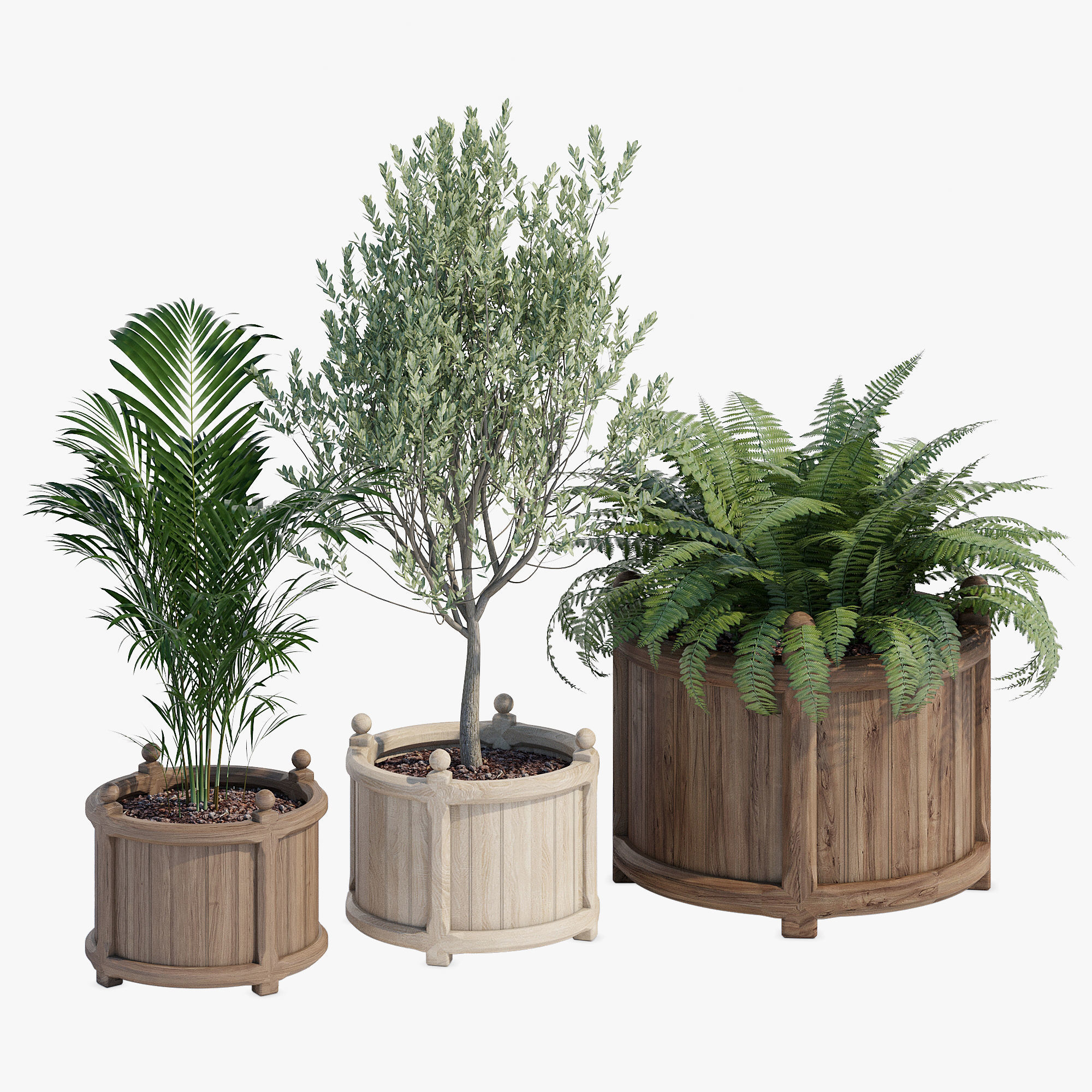Versailles three wooden planters 3D model_2