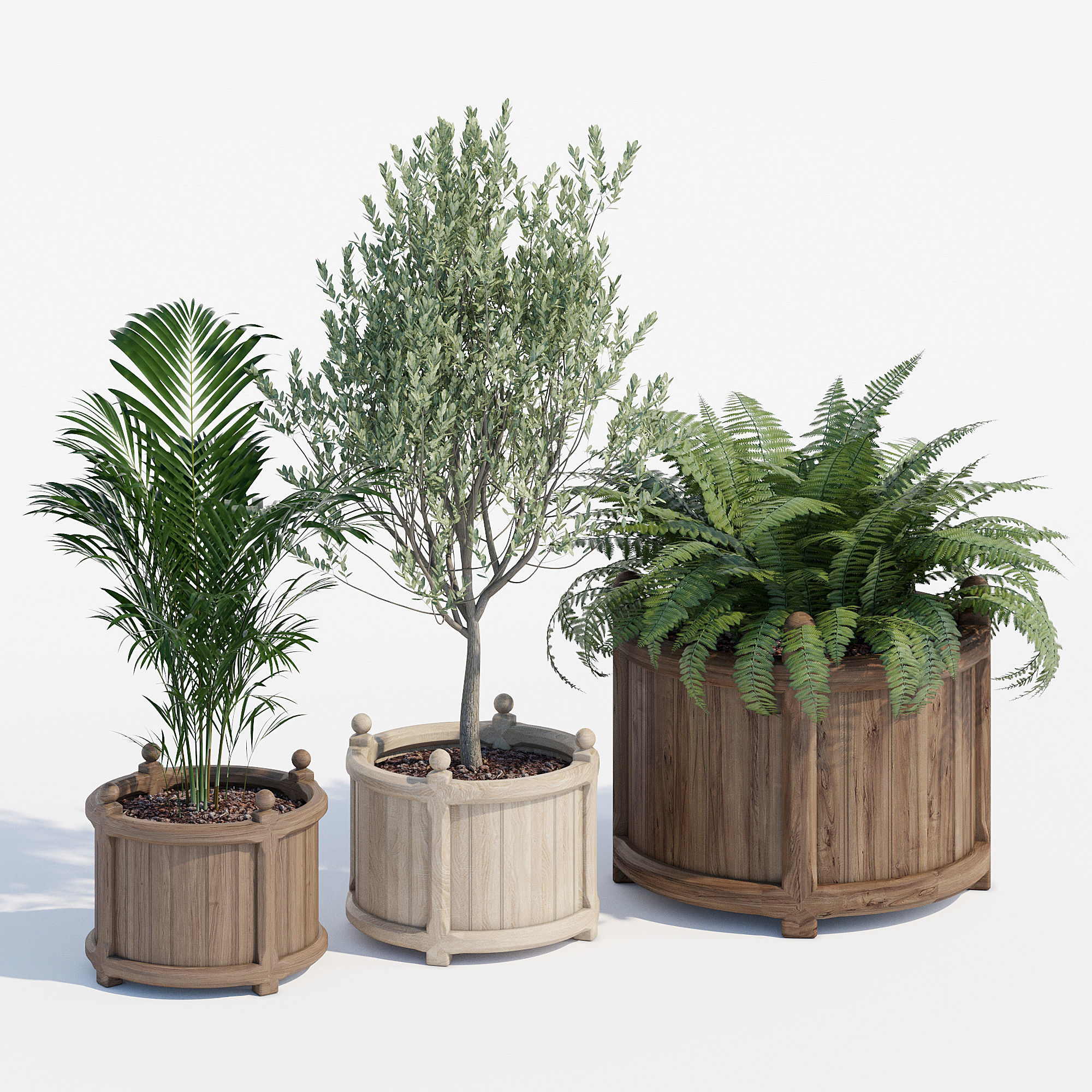 Versailles three wooden planters 3D model_6