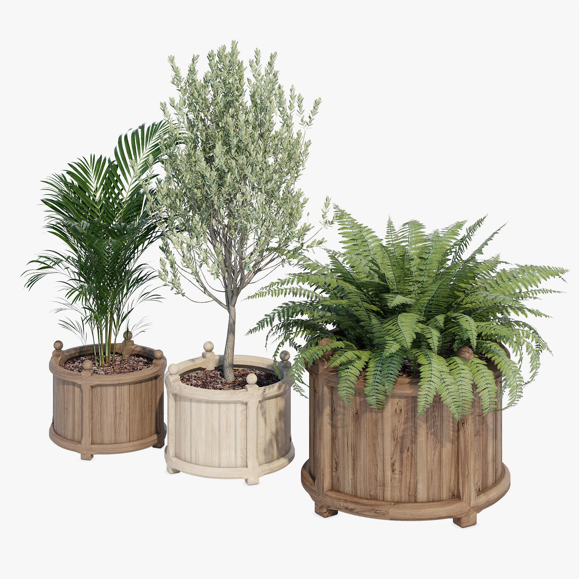 Versailles three wooden planters 3D model_3