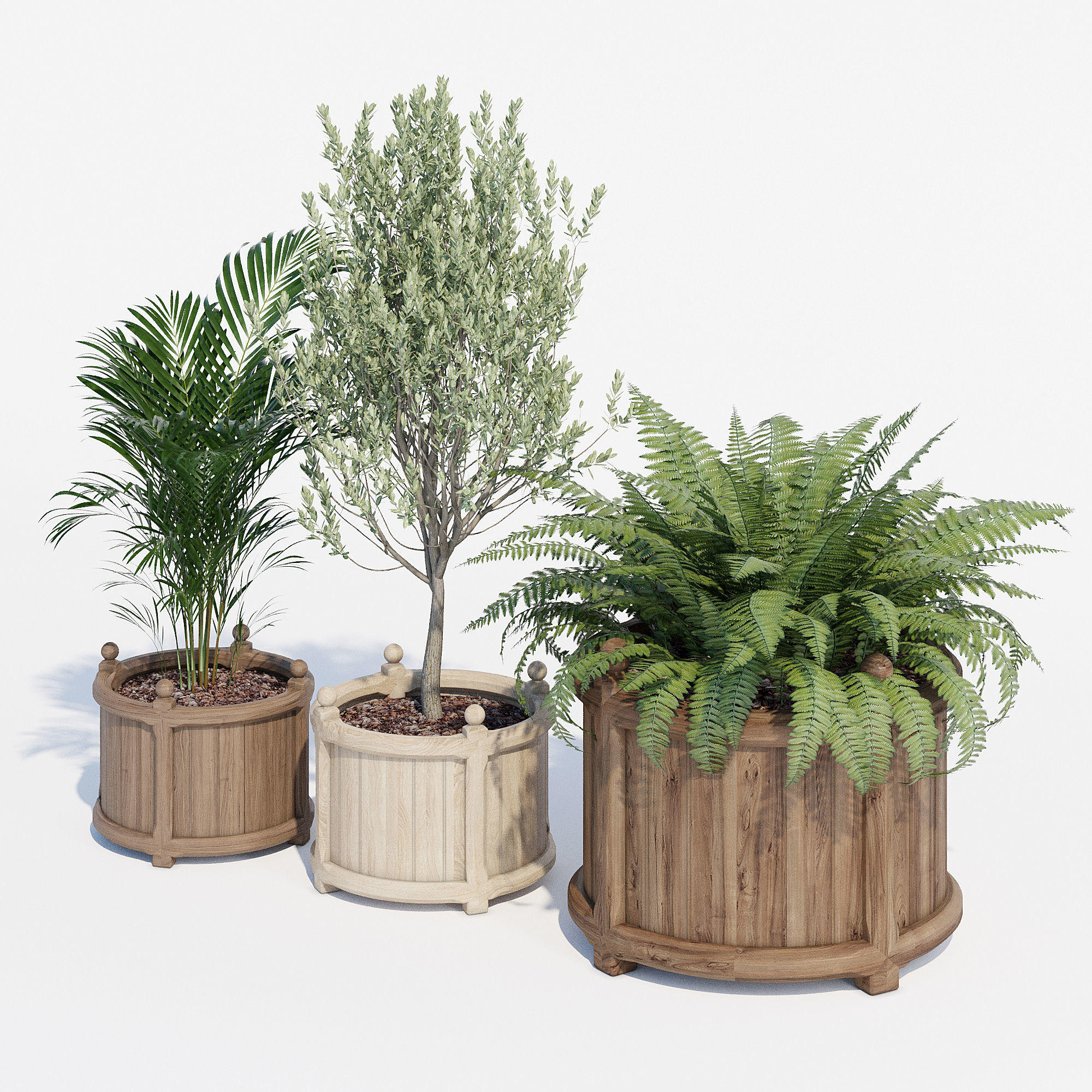 Versailles three wooden planters 3D model_7
