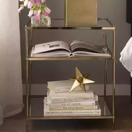 Bookcase metal shelf with glass shelves