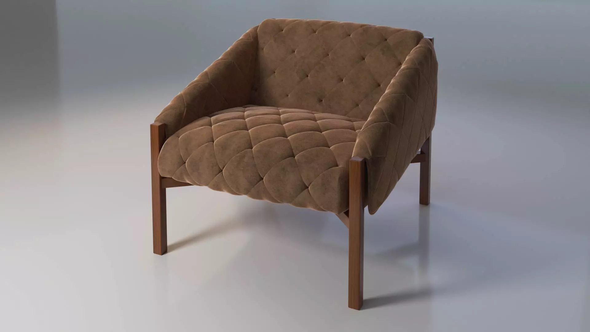 Abruzzo Brown Leather Tufted Chair 3D model