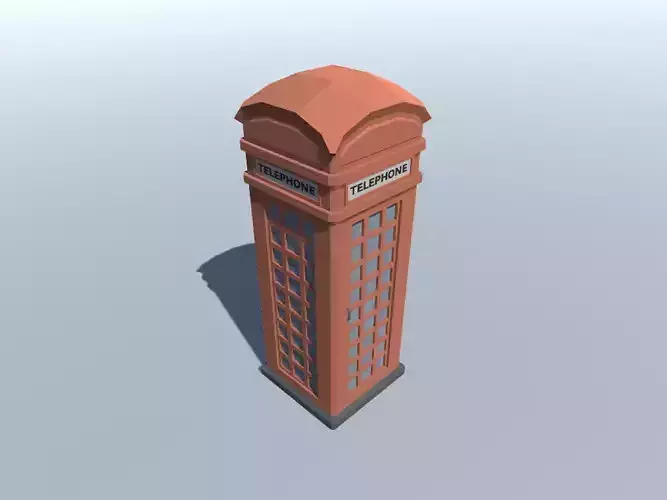Red Phone Booth Lowpoly Low-poly 3D model