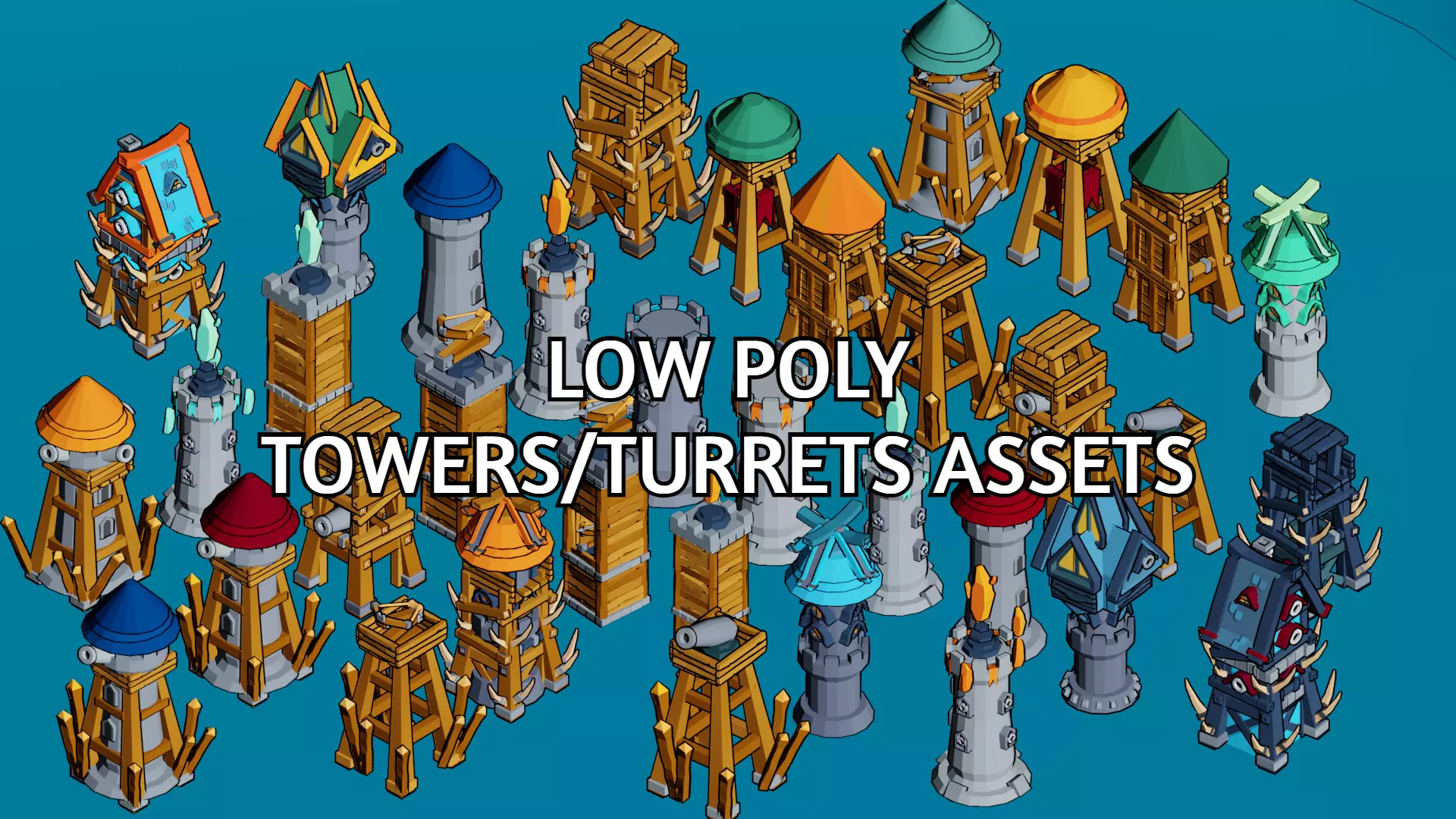 35 High Quality Low Poly Towers N Turrets Asset Pack Low-poly 3D model