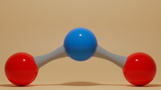 Nitrogen Dioxide Molecule NO2 Low-poly 3D model