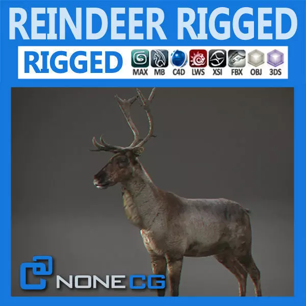 Rigged Reindeer 3D model_0