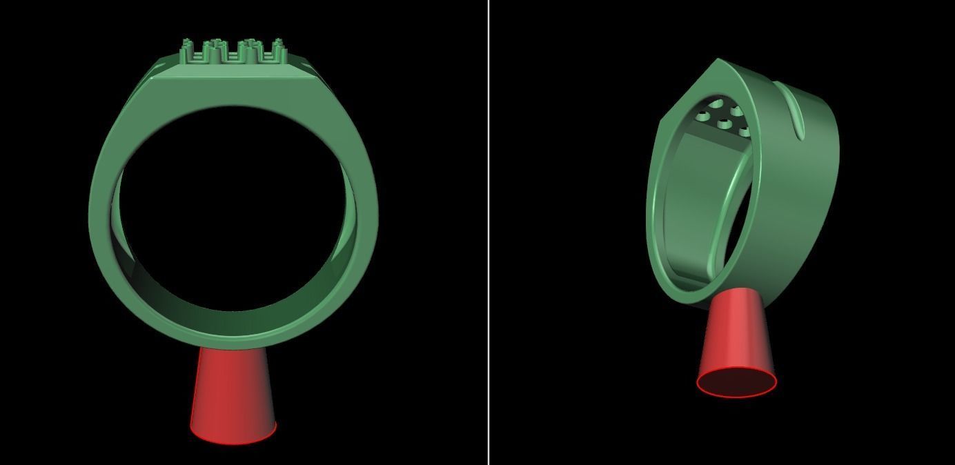 Signet Ring Square Cluster 9 Stone Mix Size 7-12 3D print model_18