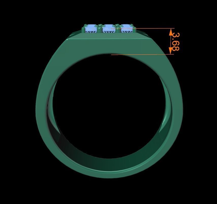 Signet Ring Square Cluster 9 Stone Mix Size 7-12 3D print model_9