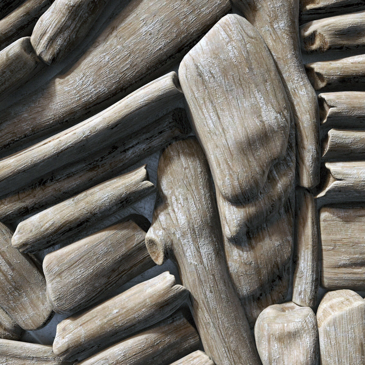 Rectangle  panel branch splinter Big n3 3D model_12