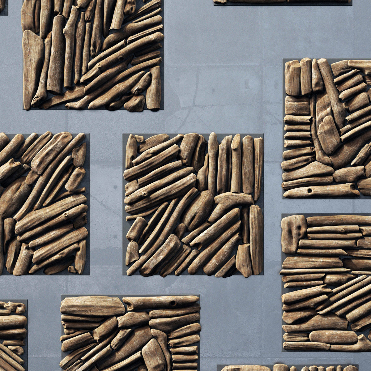 Rectangle  panel branch splinter Big n3 3D model_4