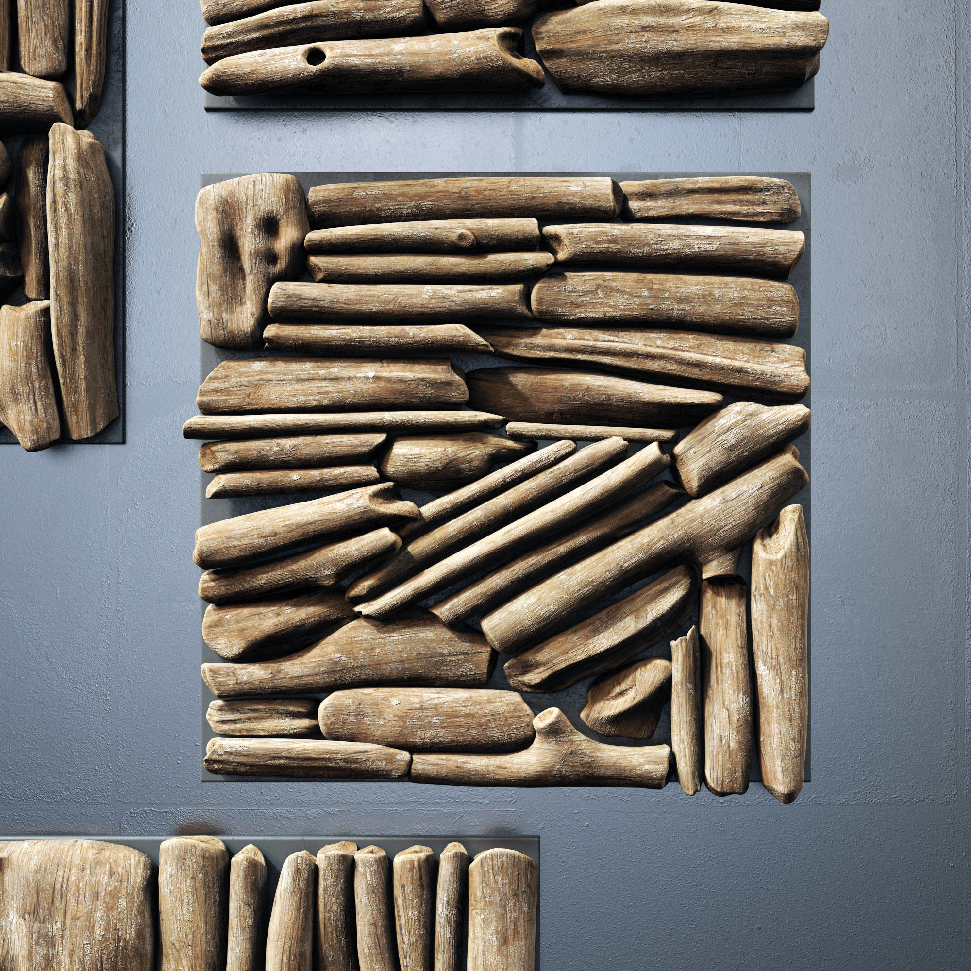 Rectangle  panel branch splinter Big n3 3D model_6