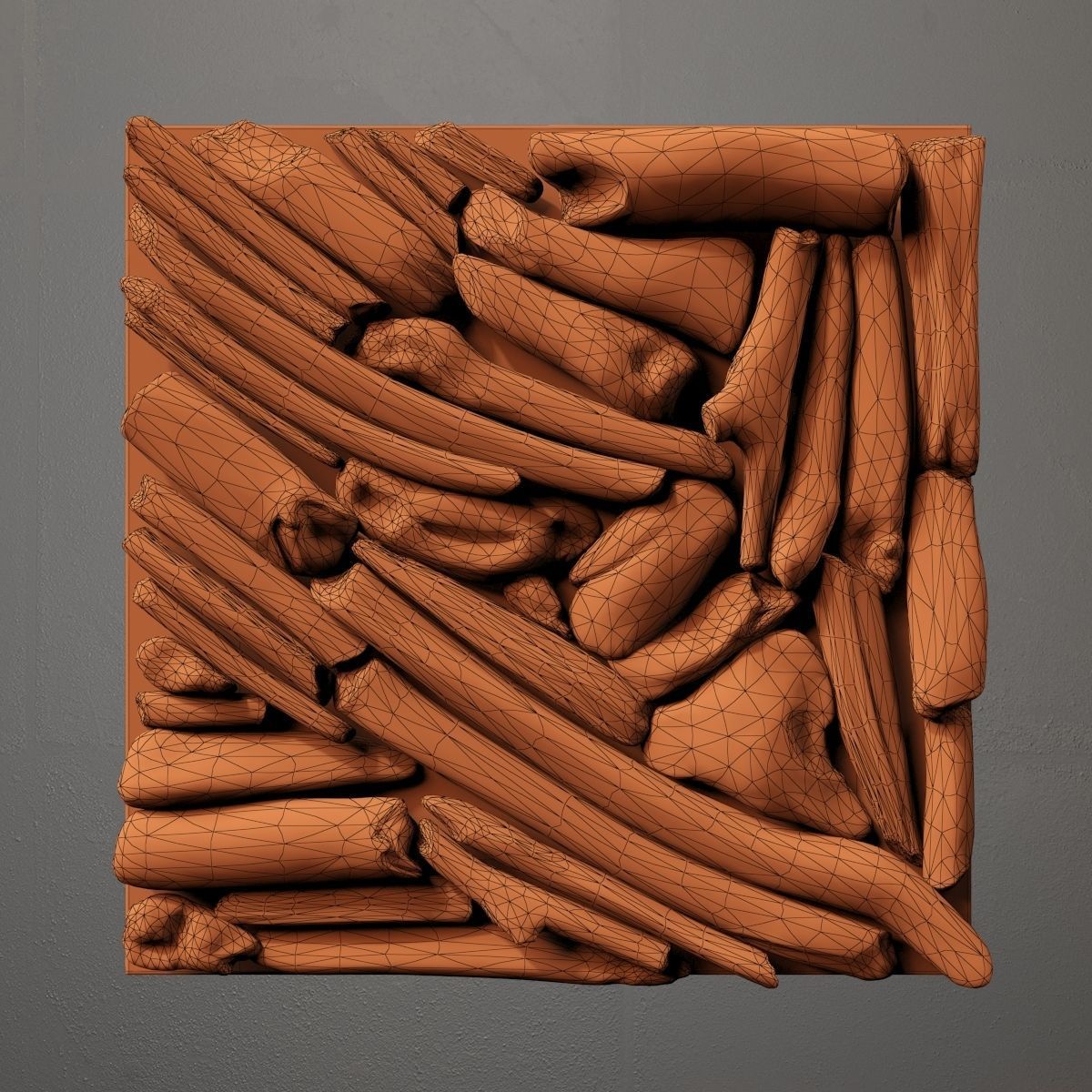 Rectangle  panel branch splinter Big n3 3D model_20