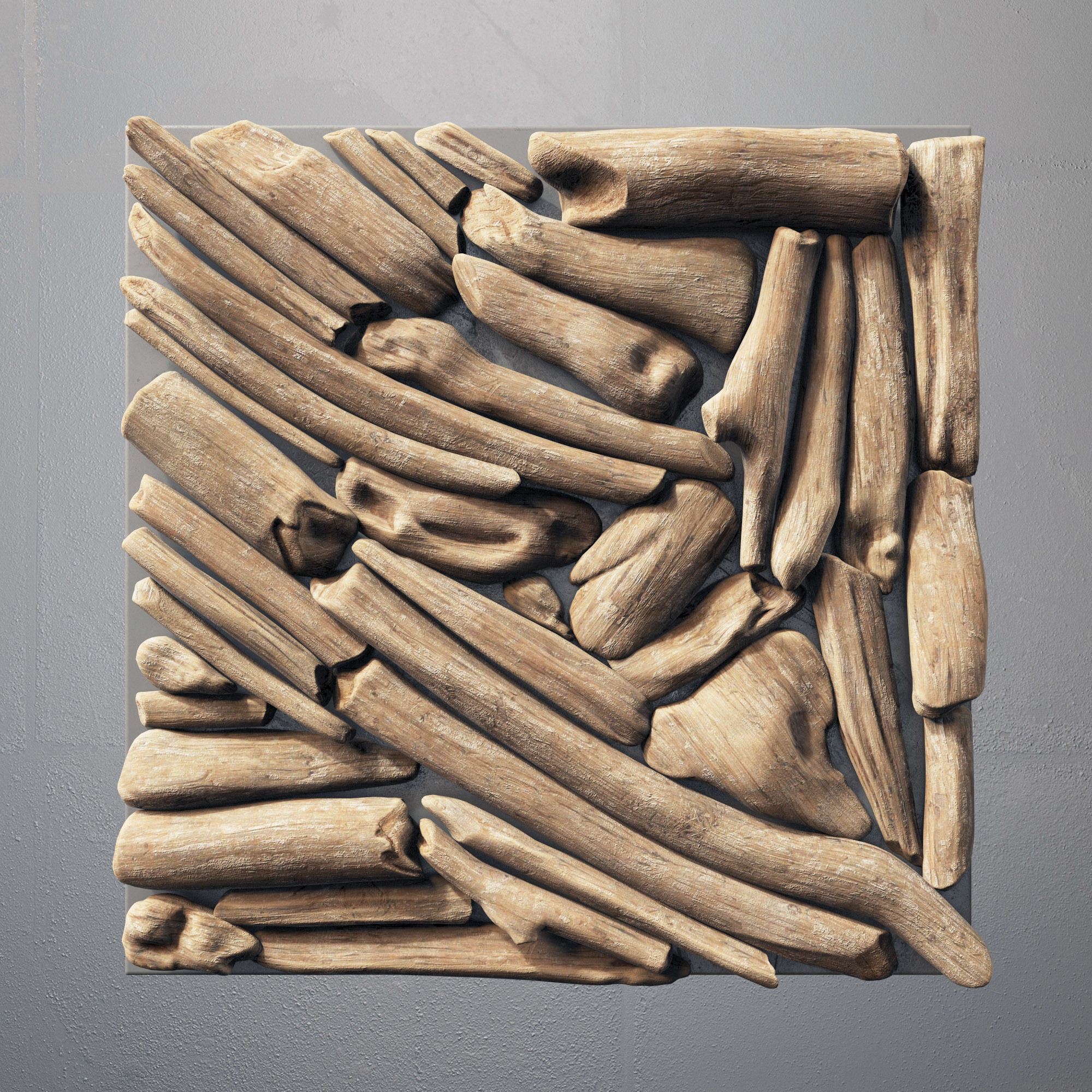 Rectangle  panel branch splinter Big n3 3D model_7