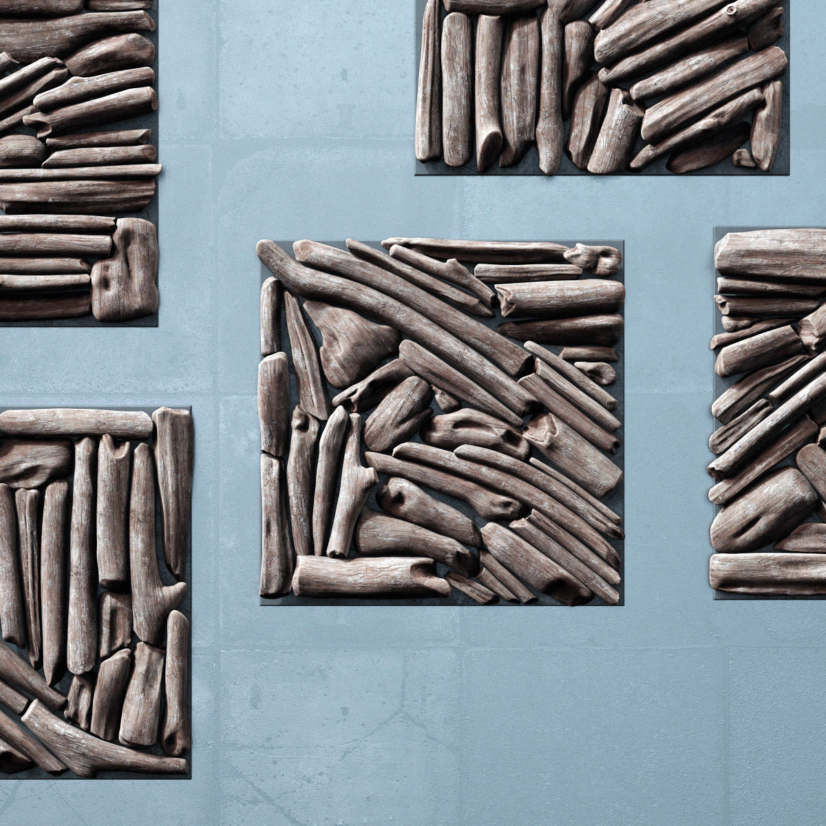 Rectangle  panel branch splinter Big n3 3D model_5