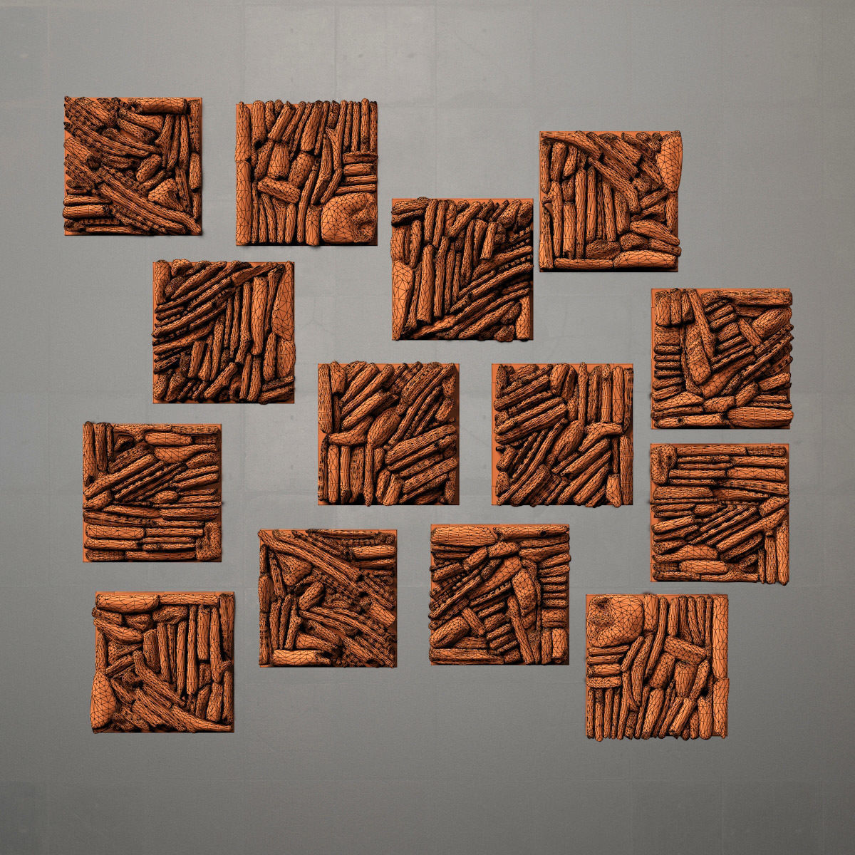 Rectangle  panel branch splinter Big n3 3D model_18